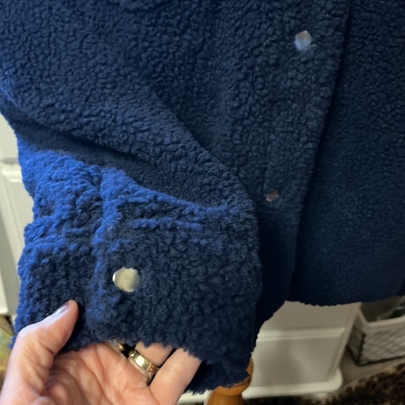 Jason Maxwell, navy blue, Teddy Sherpa fully lined cropped style jacket - Picture 6 of 13